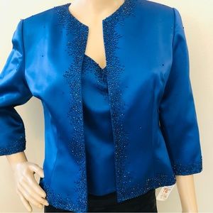 Zola Evening Sleeveless Beading top w/matching jacket. Vintage! Sz 6P